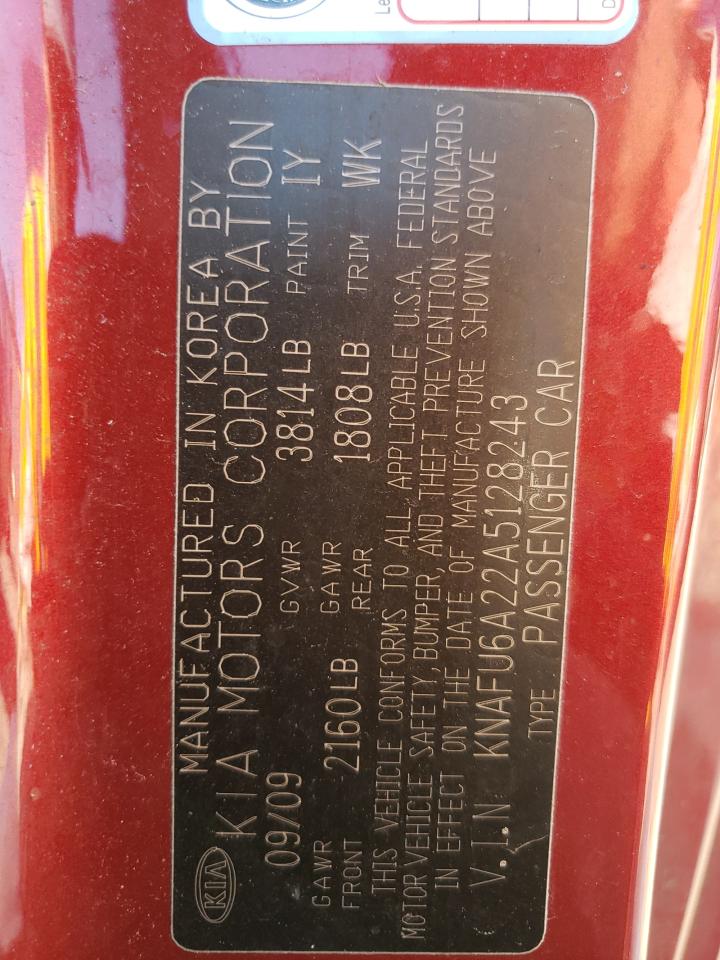 KNAFU6A22A5128243 2010 Kia Forte Ex