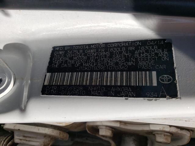 JTDKDTB39E1070362 Toyota PRIUS C