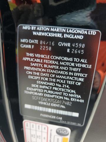 2016 ASTON MARTIN DB9 GT SCFFDAEM7GGA17402