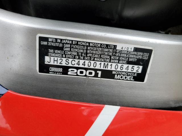 2001 HONDA CBR900 RR JH2SC44001M106452