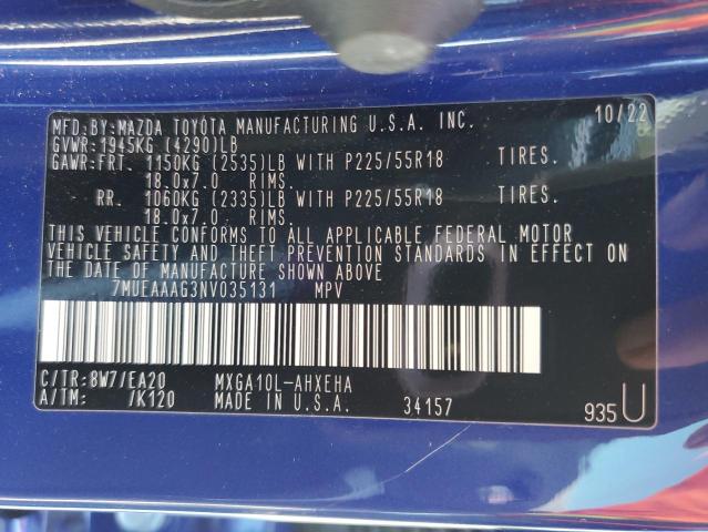 2022 TOYOTA COROLLA CR - 7MUEAAAG3NV035131