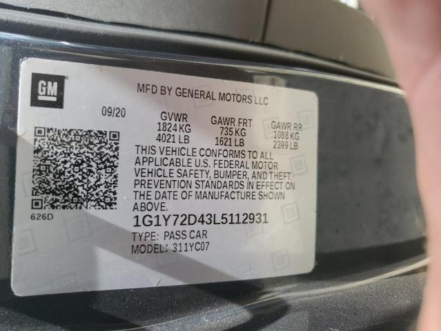 2020 CHEVROLET CORVETTE S - 1G1Y72D43L5112931