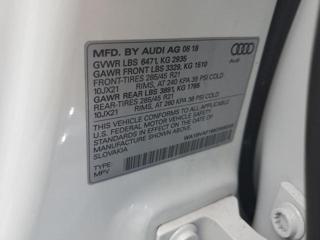 2019 AUDI Q8 PREMIUM WA1BVAF16KD006326