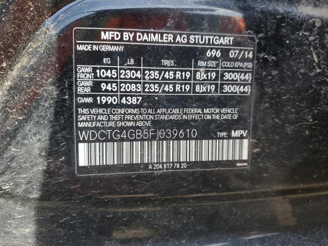 WDCTG4GB5FJ039610 Mercedes-Benz Gla 250 4matic