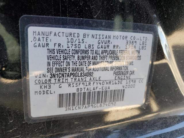 3N1CN7AP9GL834092 Nissan VERSA S