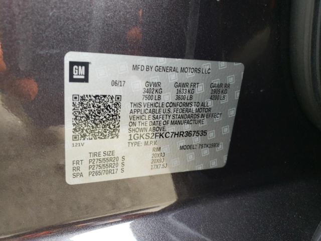 1GKS2FKC7HR367535 GMC Yukon Xl K1500 Sle
