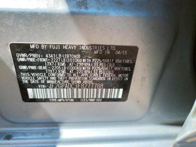 JF2GPADC3F8277788 Subaru Xv Crosstrek 2.0 Premium