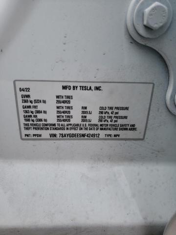 7SAYGDEE5NF424912 Tesla Model Y