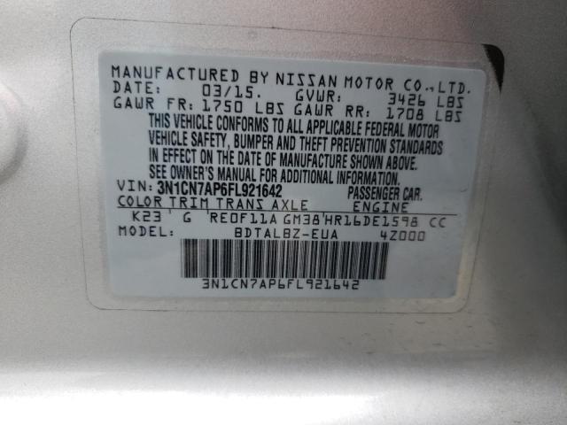 3N1CN7AP6FL921642 Nissan VERSA S