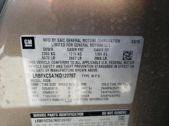 LRBFXCSA7KD120787 Buick Envision Essence