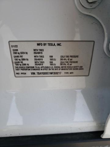 7SAYGDEE1NF359217 Tesla Model Y