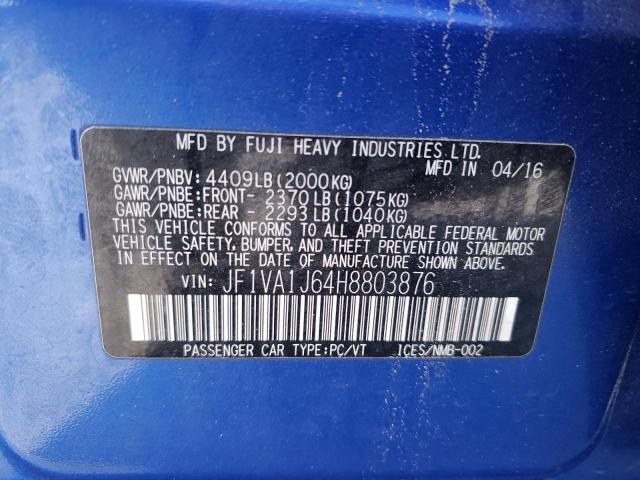 JF1VA1J64H8803876 Subaru Wrx Limited