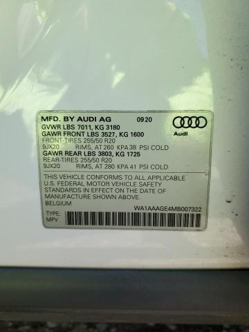 2021 AUDI E-TRON PRE - WA1AAAGE4MB007322