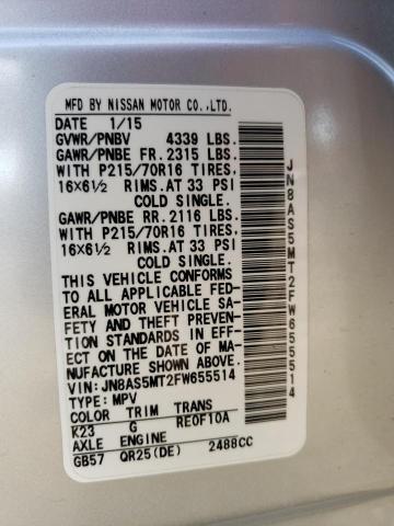 JN8AS5MT2FW655514 Nissan Rogue Select S