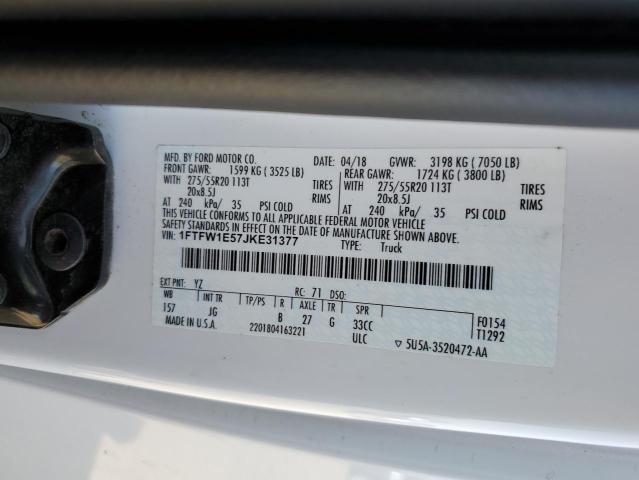 1FTFW1E57JKE31377 Ford F150 Supercrew