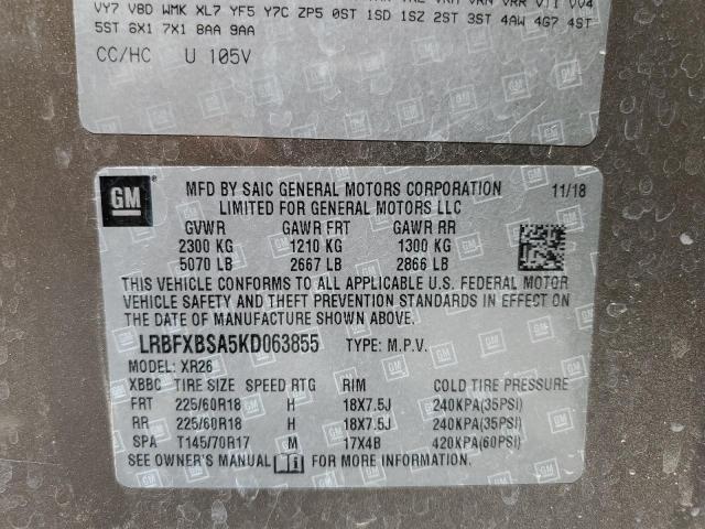 2019 BUICK ENVISION P - LRBFXBSA5KD063855