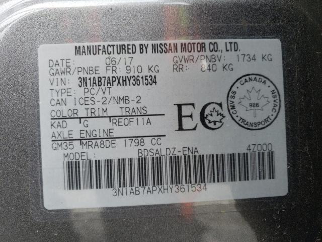 2017 NISSAN SENTRA S - 3N1AB7APXHY361534