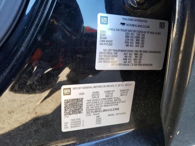 2022 GMC SLE1500 3GTU9FEL8NG112366