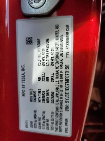 5YJ3E1EC7MF070156 Tesla MODEL 3