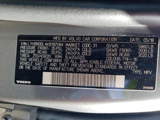 2019 VOLVO XC60 T8 IN LYVBR0DL4KB197084