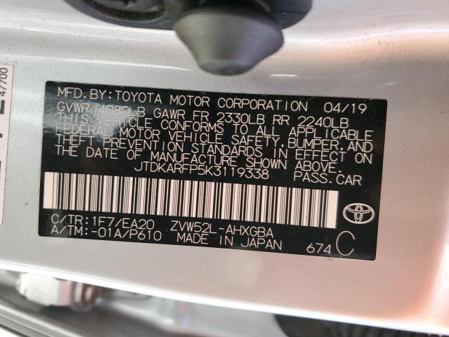 JTDKARFP5K3119338 Toyota PRIUS PRIME