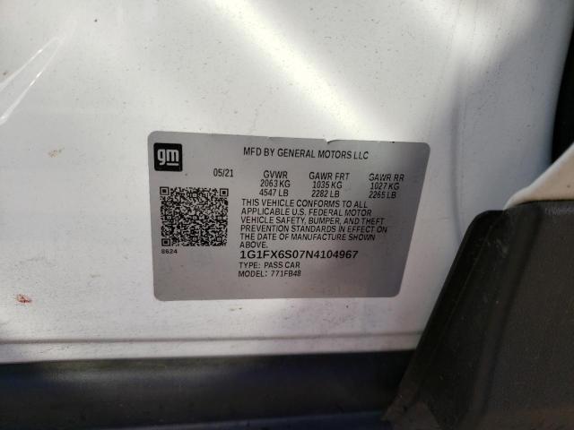 2022 CHEVROLET BOLT EV 2L 1G1FX6S07N4104967