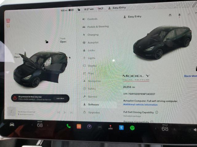 7SAYGDEF6NF343037 Tesla Model Y 2022. Фото: 8