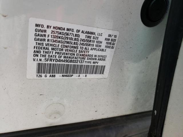 5FRYD4H49GB032137 Acura Mdx Technology