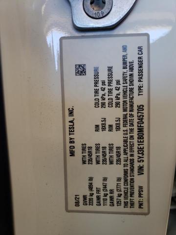 5YJ3E1EB0MF045705 Tesla MODEL 3