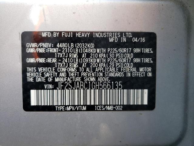 JF2SJABC1GH566135 Subaru Forester 2.5i