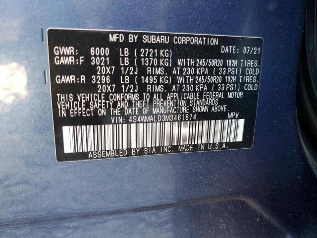 4S4WMALD3M3461874 Subaru Ascent Limited