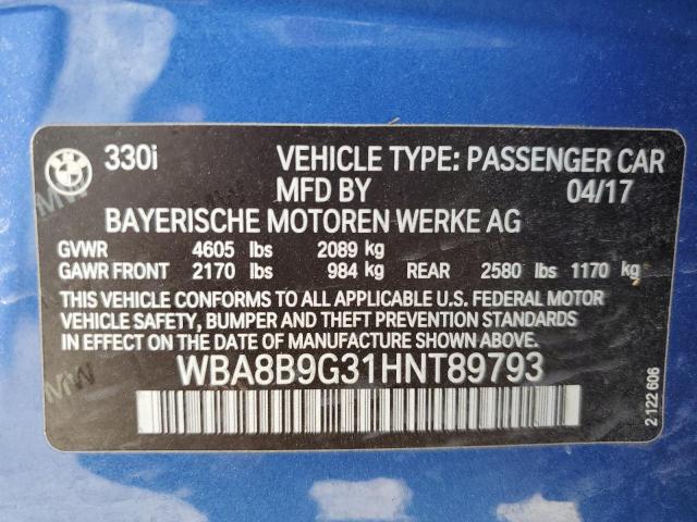 2017 BMW 330 I - WBA8B9G31HNT89793