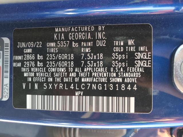 5XYRL4LC7NG131844 KIA SORENTO S