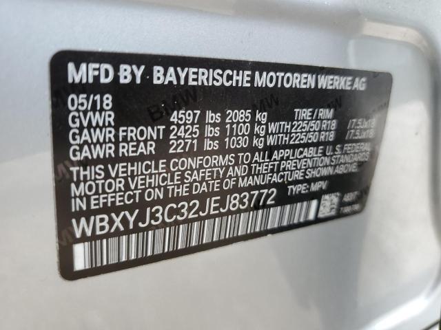2018 BMW X2 SDRIVE2 WBXYJ3C32JEJ83772