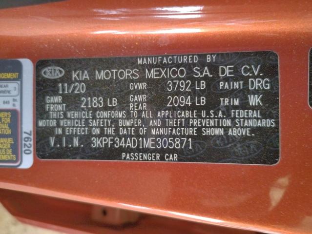 3KPF34AD1ME305871 KIA Forte Gt Line