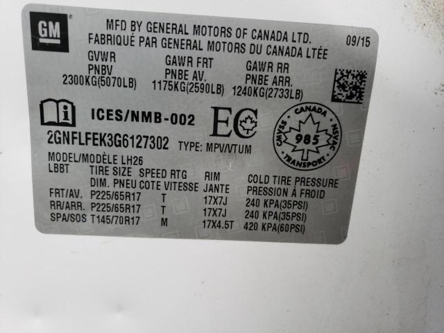 2016 CHEVROLET EQUINOX LT - 2GNFLFEK3G6127302