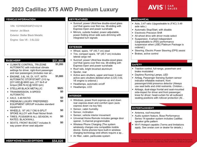 2023 CADILLAC XT5 PREMIU - 1GYKNDRS8PZ143218