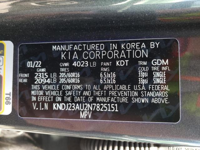 KNDJ23AU2N7825151 KIA SOUL LX