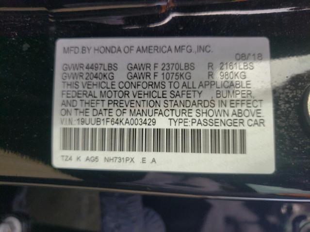 2019 ACURA TLX TECHNO - 19UUB1F64KA003429