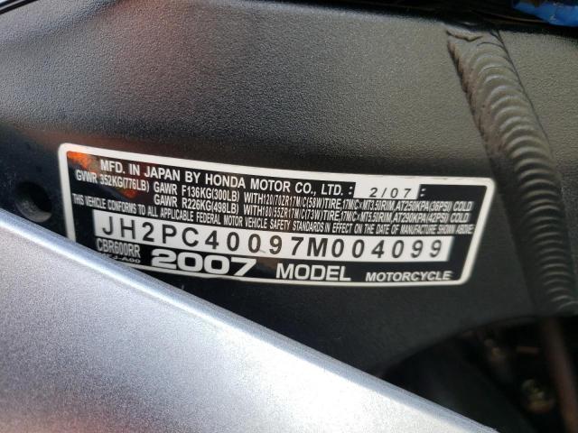2007 HONDA CBR600 RR - JH2PC40097M004099