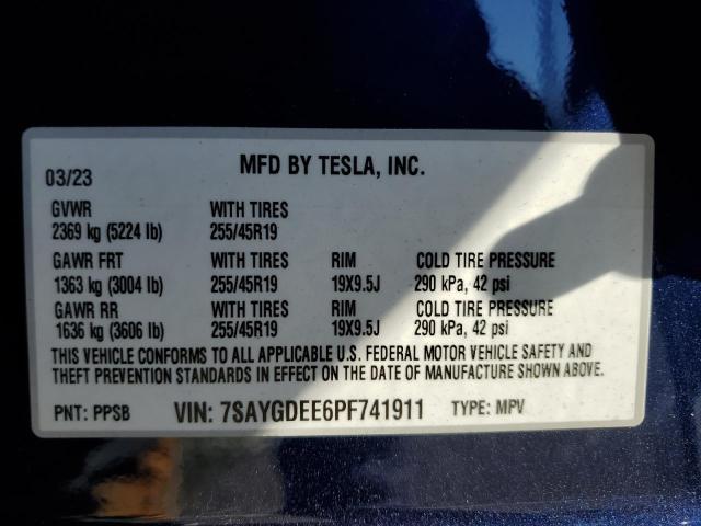 7SAYGDEE6PF741911 Tesla Model Y