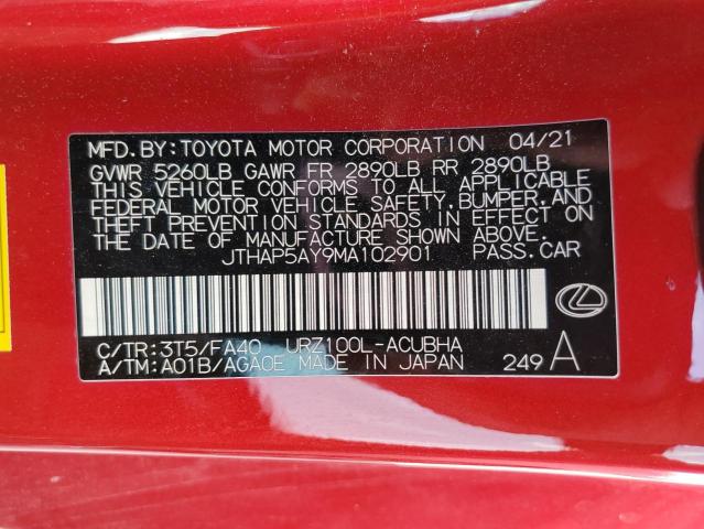 2021 LEXUS LC 500 JTHAP5AY9MA102901