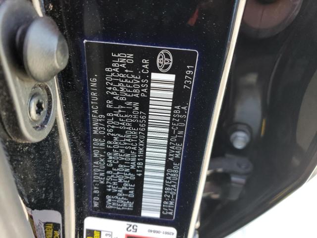 2019 TOYOTA CAMRY 4D 2 - 4T1B11HKXKU766567
