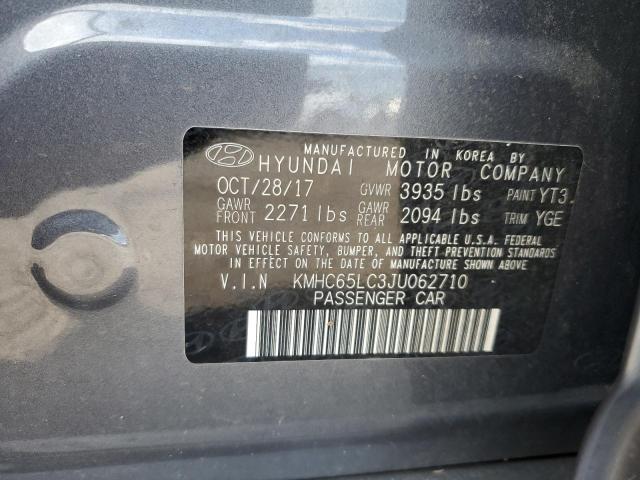2018 HYUNDAI IONIQ BLUE - KMHC65LC3JU062710