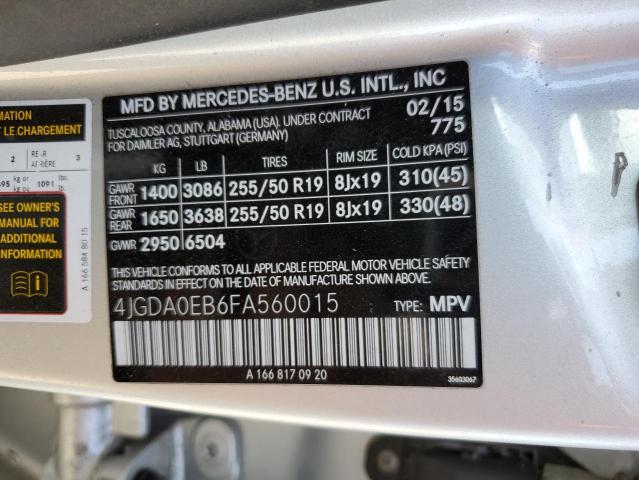 VIN 4JGDA0EB6FA560015 2015 Mercedes-Benz ML-Class, ... no.14