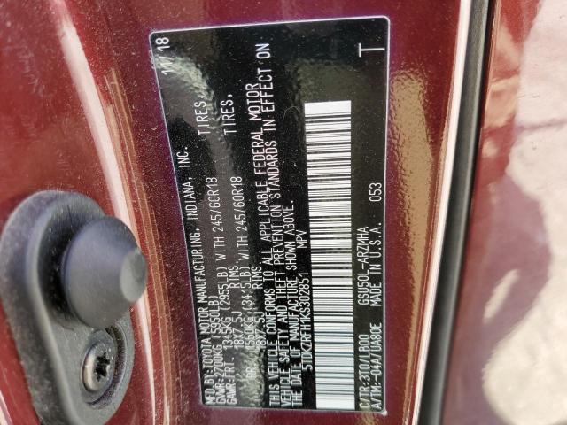 5TDKZRFH1KS302851 Toyota Highlander Se