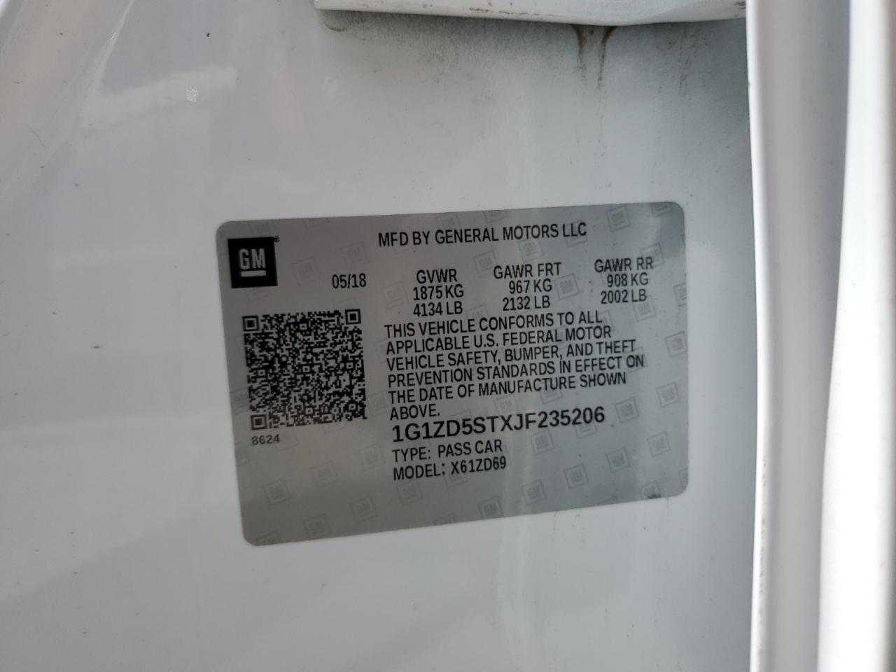 1G1ZD5STXJF235206 CHEVROLET MALIBU 2018
