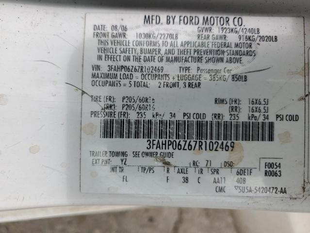 2007 Ford Fusion S VIN: 3FAHP06Z67R102469 Lot: 50697314