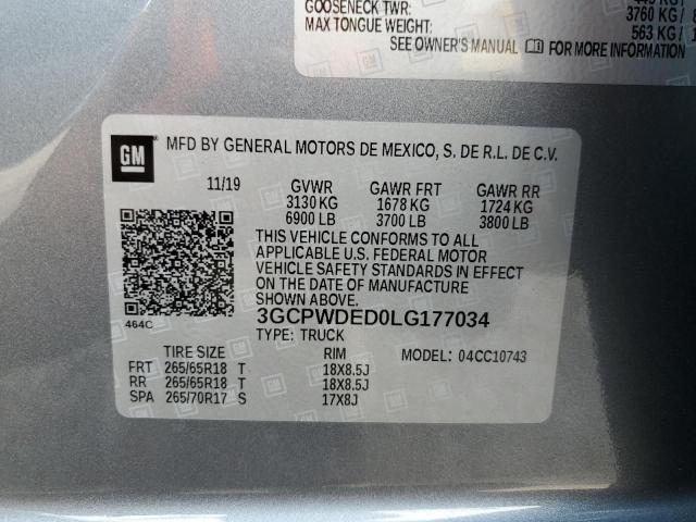 2020 CHEVROLET SILVERADO - 3GCPWDED0LG177034