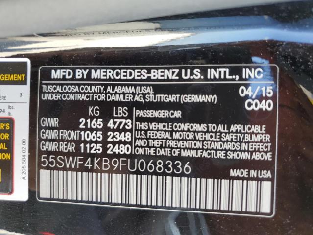 2015 Mercedes-Benz C 300 4Matic VIN: 55SWF4KB9FU068336 Lot: 51328644